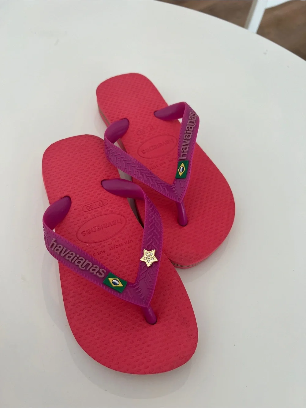 Havaianas Kids Hot Pink Flip Flops with Purple Straps